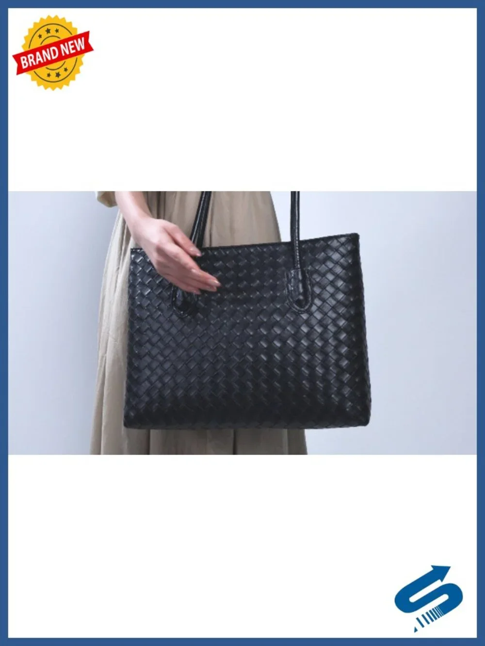 Woven Tote Bag Women Vegan Leather Shoulder Bag with Zipper Pouch Weekender